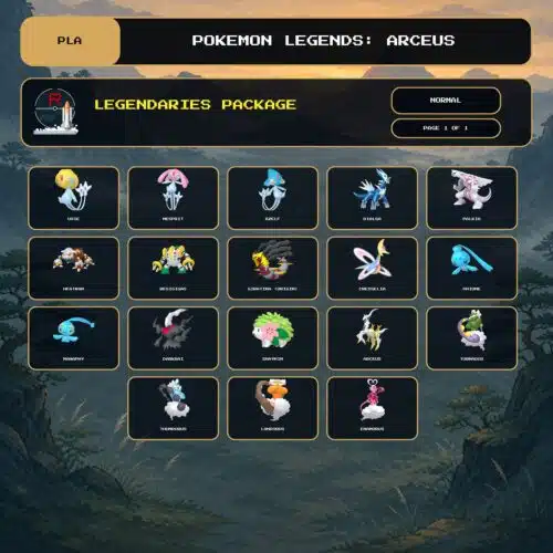 Legendaries Package, Normal box view for Pokemon Legends: Arceus.