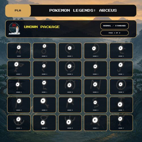Unown Package, Normal, Standard box view for Pokemon Legends: Arceus.
