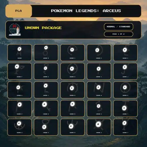 Unown Package, Normal, Standard box view for Pokemon Legends: Arceus.