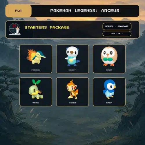 Starters Package, Normal, Standard box view for Pokemon Legends: Arceus.