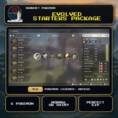 Evolved Starters Package for Pokemon Legends: Arceus.