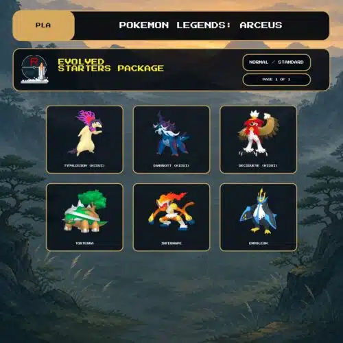 Evolved Starters Package, Normal, Standard box view for Pokemon Legends: Arceus.