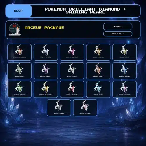 Arceus Package, Normal box view for Pokemon Brilliant Diamond and Shining Pearl.