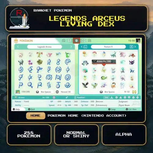 Legends Arceus Living Dex for Pokemon HOME using a Nintendo Account.
