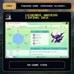 Legends Arceus Living Dex in-game view for Pokemon HOME using a Nintendo Account.
