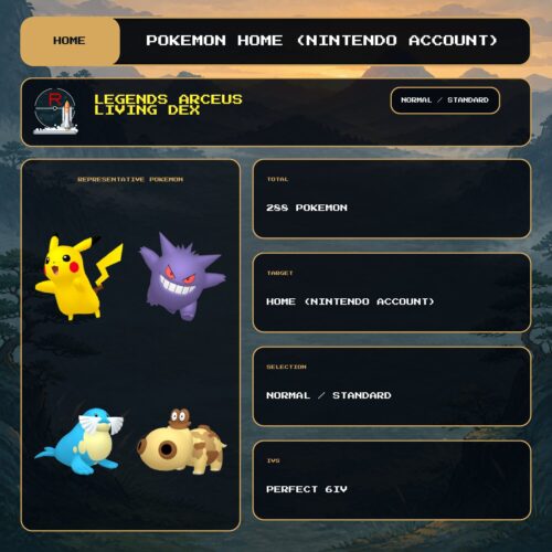 Legends Arceus Living Dex, Normal, Standard overview for Pokemon HOME using a Nintendo Account.
