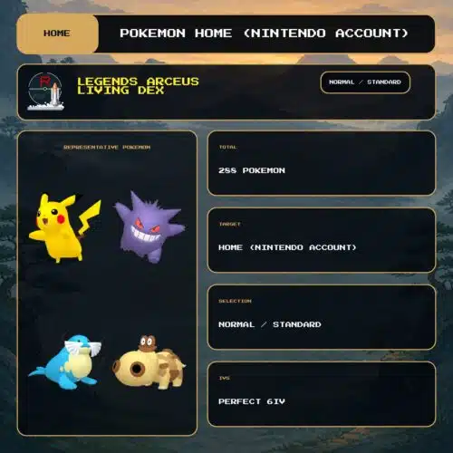 Legends Arceus Living Dex, Normal, Standard overview for Pokemon HOME using a Nintendo Account.