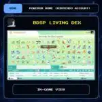 BDSP Living Dex in-game view for Pokemon HOME using a Nintendo Account.
