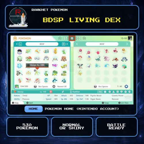 BDSP Living Dex for Pokemon HOME using a Nintendo Account.