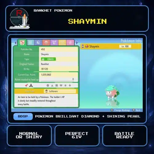 Shaymin for Pokemon Brilliant Diamond and Shining Pearl.