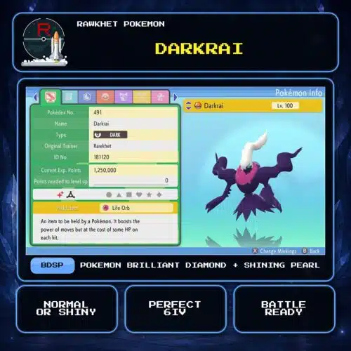 Darkrai for Pokemon Brilliant Diamond and Shining Pearl.
