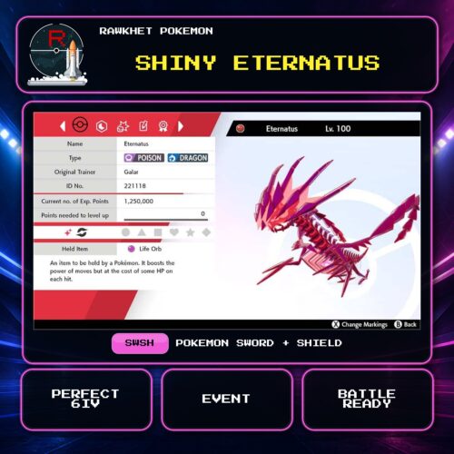 Shiny Eternatus for Pokemon Sword and Shield.