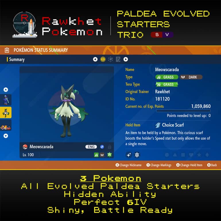 SV Paldea Evolved Starters Trio - Meowscarada Summary