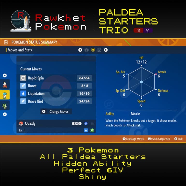 SV Paldea Starters Trio - Quaxly Stats