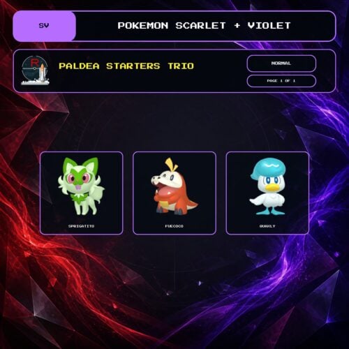 Paldea Starters Trio, Normal box view for Pokemon Scarlet and Violet.