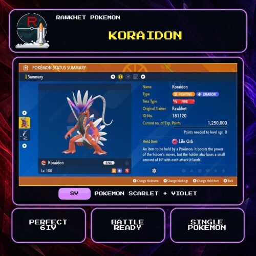 Koraidon for Pokemon Scarlet and Violet.