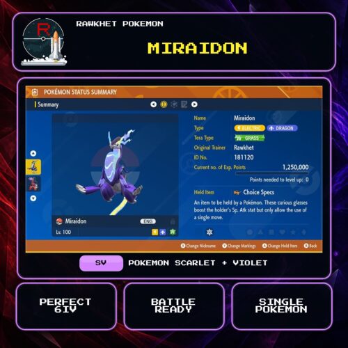 Miraidon for Pokemon Scarlet and Violet.
