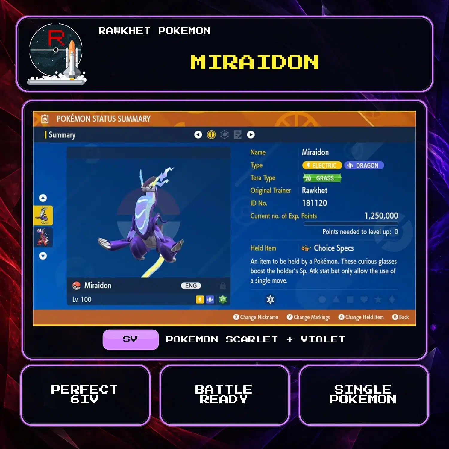 Miraidon for Pokemon Scarlet and Violet Miraidon for Pokemon Scarlet and Violet.