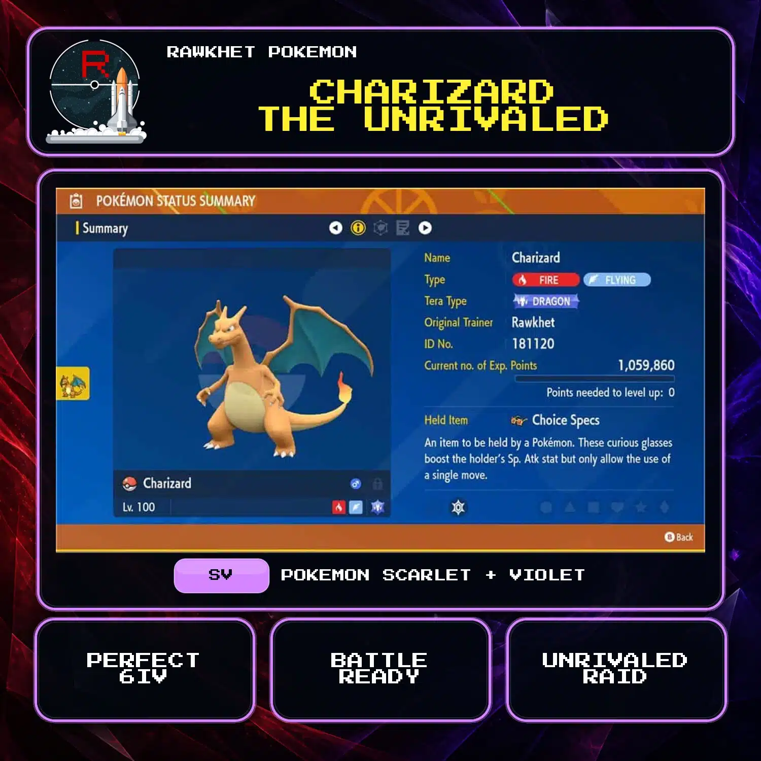 Charizard the Unrivaled for Pokemon Scarlet and Violet Charizard the Unrivaled for Pokemon Scarlet and Violet.