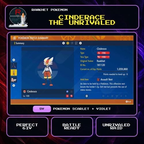 Cinderace the Unrivaled for Pokemon Scarlet and Violet.
