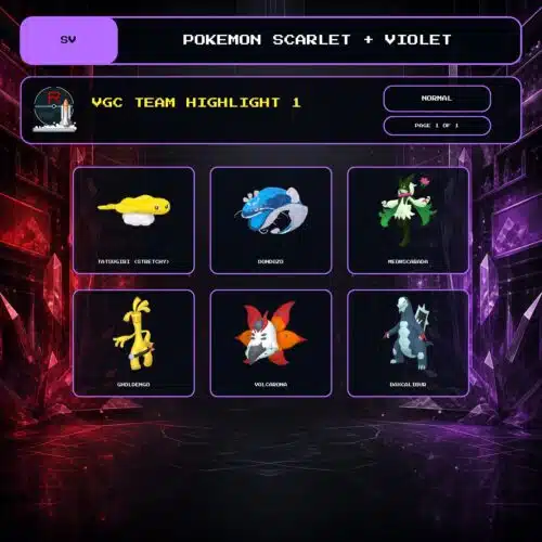 VGC Team Highlight 1, Normal box view for Pokemon Scarlet and Violet.
