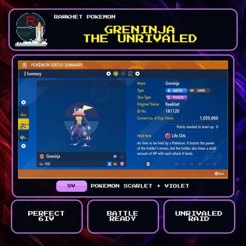 Greninja the Unrivaled for Pokemon Scarlet and Violet.