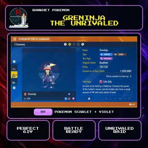 Greninja the Unrivaled for Pokemon Scarlet and Violet.