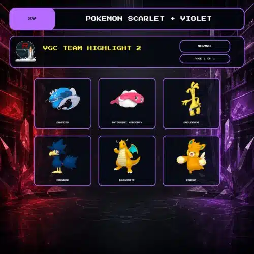 VGC Team Highlight 2, Normal box view for Pokemon Scarlet and Violet.