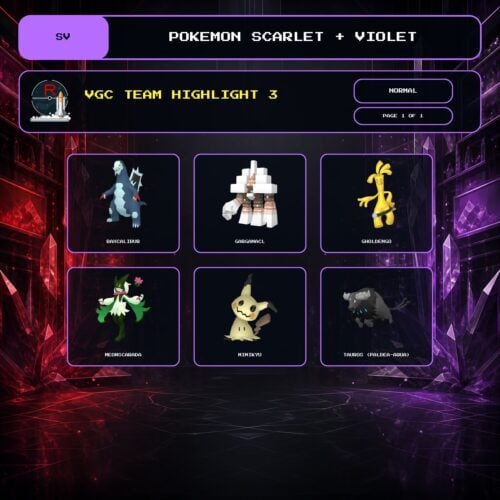 VGC Team Highlight 3, Normal box view for Pokemon Scarlet and Violet.