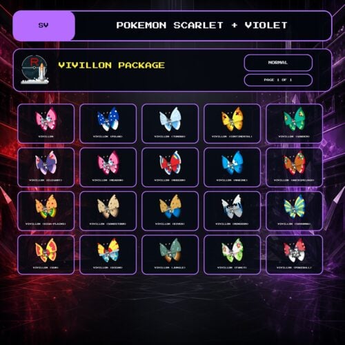 Vivillon Package, Normal box view for Pokemon Scarlet and Violet.