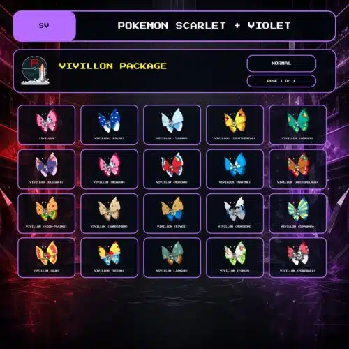 Vivillon Package, Normal box view for Pokemon Scarlet and Violet.