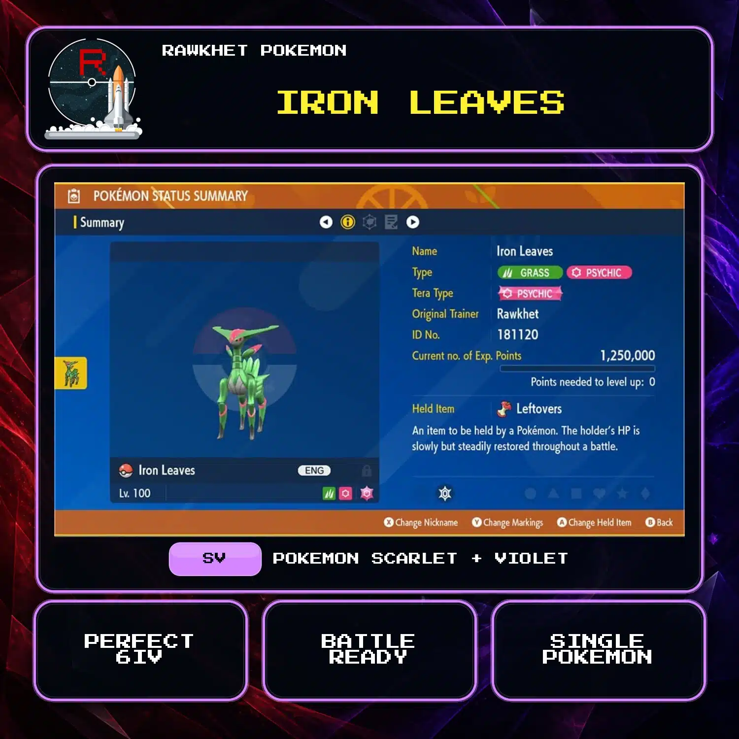 Iron Leaves for Pokemon Scarlet and Violet Iron Leaves for Pokemon Scarlet and Violet.
