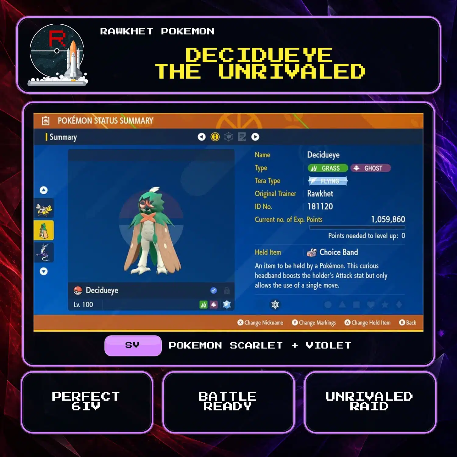 Decidueye the Unrivaled for Pokemon Scarlet and Violet Decidueye the Unrivaled for Pokemon Scarlet and Violet.