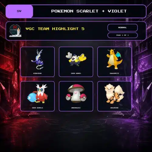 VGC Team Highlight 5, Normal box view for Pokemon Scarlet and Violet.