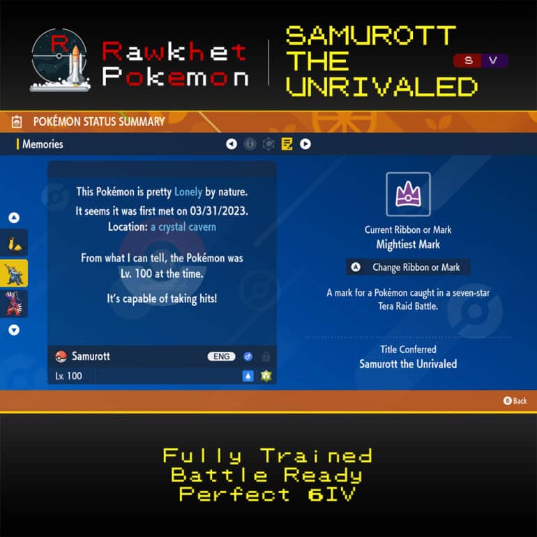 SV Samurott the Unrivaled - Met