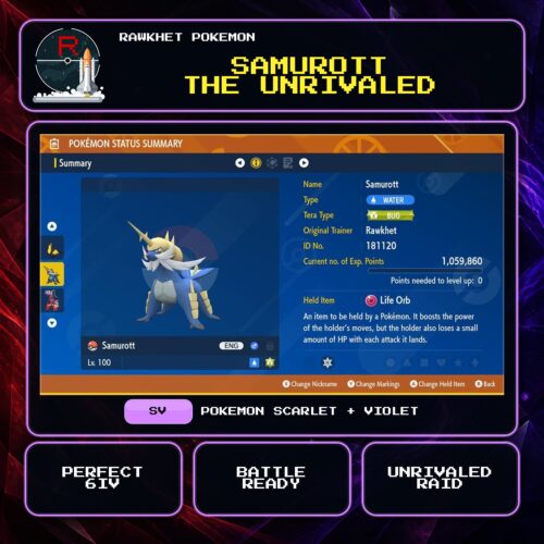Samurott the Unrivaled for Pokemon Scarlet and Violet.