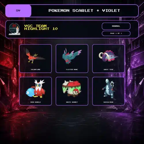 VGC Team Highlight 10, Normal box view for Pokemon Scarlet and Violet.