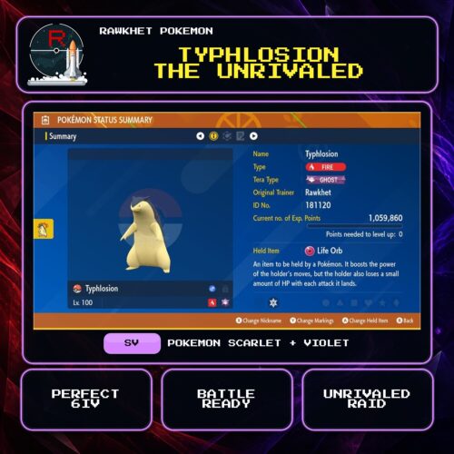 Typhlosion the Unrivaled for Pokemon Scarlet and Violet.