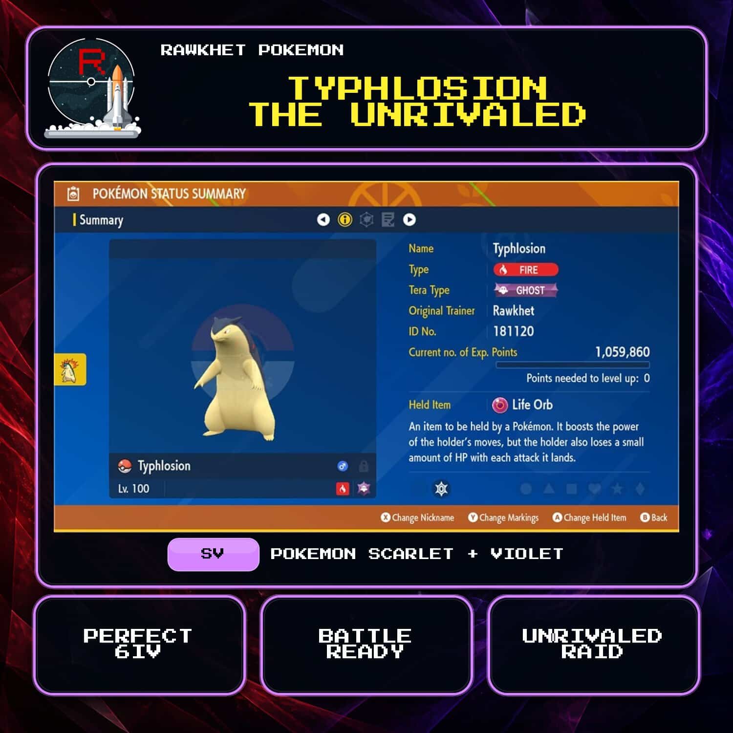 Typhlosion the Unrivaled for Pokemon Scarlet and Violet Typhlosion the Unrivaled for Pokemon Scarlet and Violet.