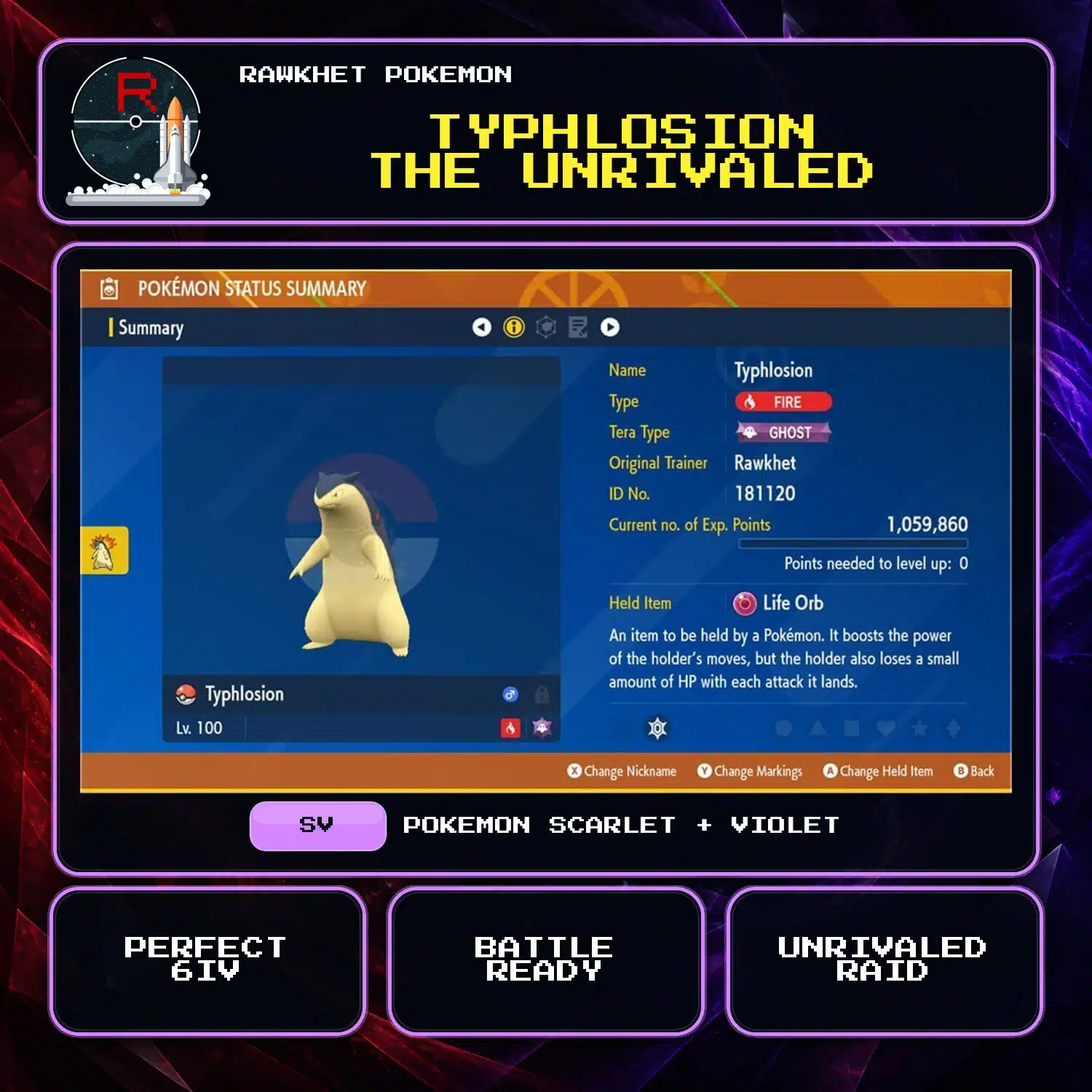 Typhlosion the Unrivaled for Pokemon Scarlet and Violet Typhlosion the Unrivaled for Pokemon Scarlet and Violet.