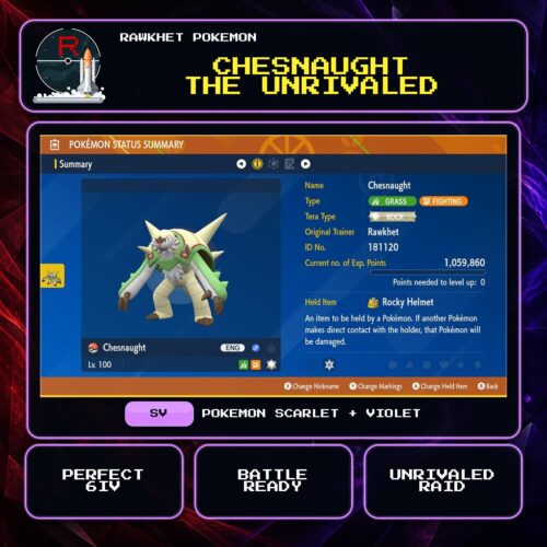 Chesnaught the Unrivaled for Pokemon Scarlet and Violet.