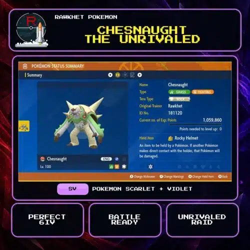 Chesnaught the Unrivaled for Pokemon Scarlet and Violet.