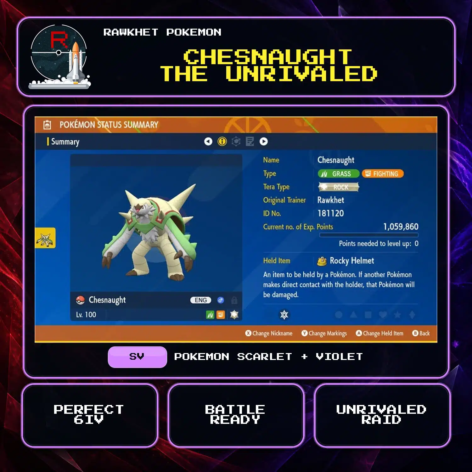 Chesnaught the Unrivaled for Pokemon Scarlet and Violet Chesnaught the Unrivaled for Pokemon Scarlet and Violet.