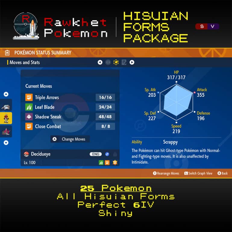 SV Hisuian Forms - Decidueye Stats
