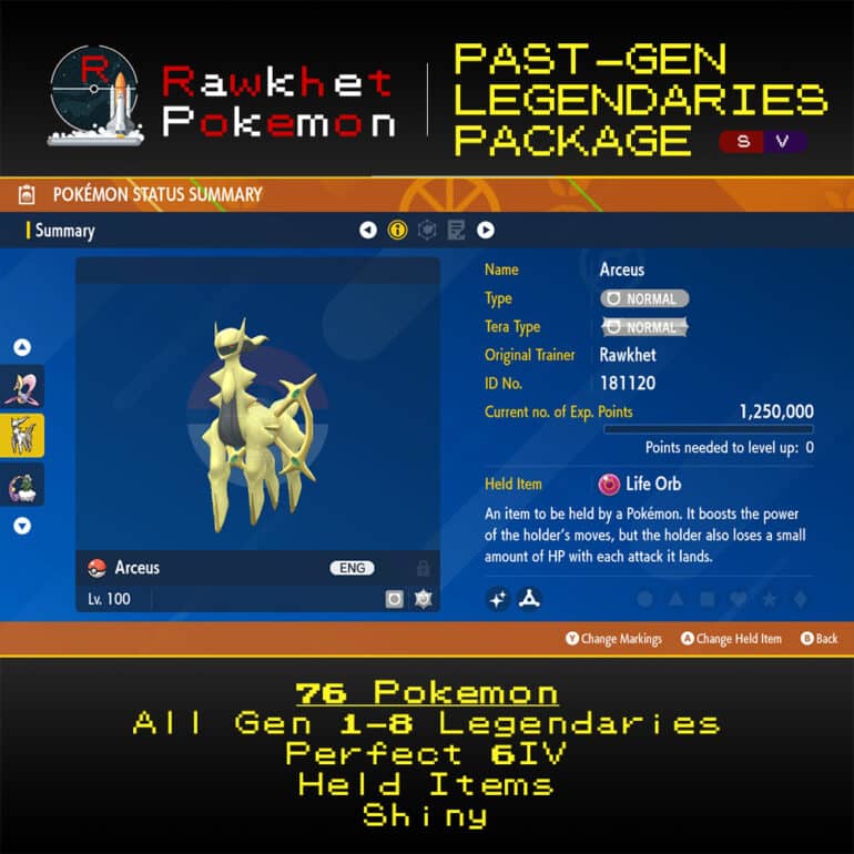 SV - Past-Gen Legendaries Package - Arceus Summary