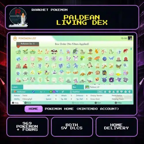 Paldean Living Dex for Pokemon HOME using a Nintendo Account.