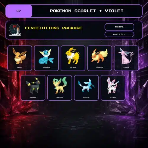 Eeveelutions Package, Normal box view for Pokemon Scarlet and Violet.
