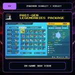 Past-Gen Legendaries Package in-game box view for Pokemon Scarlet and Violet.