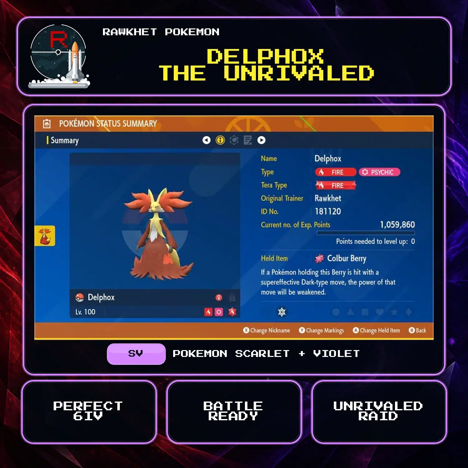 Delphox the Unrivaled for Pokemon Scarlet and Violet Delphox the Unrivaled for Pokemon Scarlet and Violet.