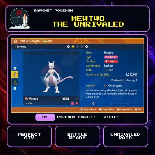 Mewtwo the Unrivaled for Pokemon Scarlet and Violet.